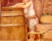 A Boy At A Water Barrel - 贝尼托·雷沃列多·科雷亚